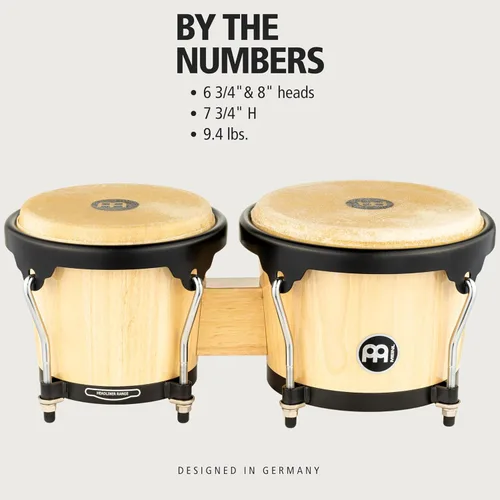 Miniatura 7 de Meinl Percussion HB100SNT-M bongós de madera natural de 6 3/4 y 8 pulgadas, Natural