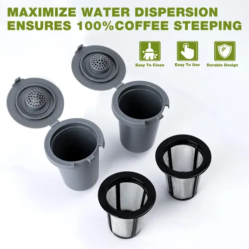 Miniatura 2 de 2 vasos de filtro de café reutilizables, compatibles con SS-RFC cafetera de una sola porción, taza de filtro gris para el hogar, filtro de café