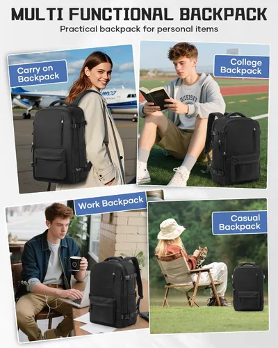 Miniatura 8 de WONHOX Mochila de Viaje Grande Equipaje de Mano Aprobada para Vuelo Mochila para Laptop Trabajo Negocios para Mujeres Hombres Mochila de Viaje
