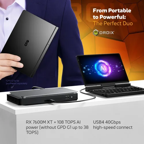 Miniatura 6 de GPD Bolsillo 4: Mini portátil con CPU AMD Ryzen 7 8840U, GPU Radeon 780M, RAM LPDDR5X de 16 GB, SSD PCIe Gen4 de 1 TB, pantalla de 8.8 pulgadas 2.5K