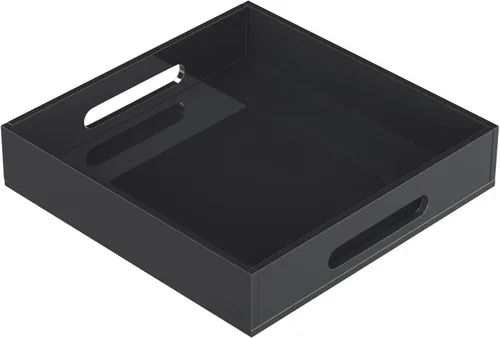 KOTEMON Bandeja de acrílico para servir con asas, bandeja decorativa de 12 x 12 x 2.36 pulgadas, bandeja organizadora para mesa de café otomana,