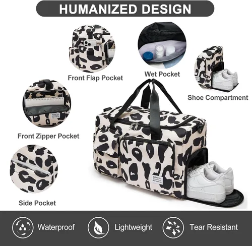 Miniatura 376 de Pequeña bolsa de gimnasio para mujer, bolsa de viaje con compartimento para zapatos