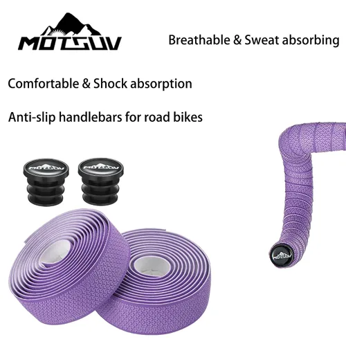 Miniatura 5 de VXM Bike Handlebar Tape,3D Silicone Particles Road Bicycle Bar Tape + Rainbow Steel Plugs,EVA Cycling Handle Grip Wrap-2 Rolls (red)