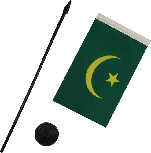 Miniatura 196 de AZ FLAG Sierra Leone Bandera de mesa 5'' x 8'' - Bandera de escritorio de Sierra Leona 21 x 14 cm - Bastón y base de plástico negro