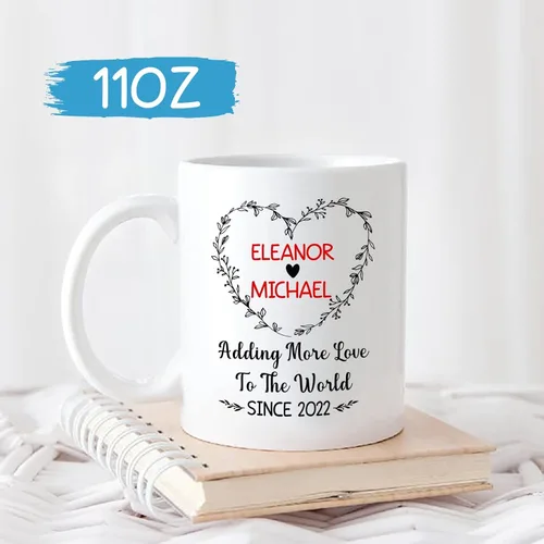 Miniatura 4 de Taza de regalo para novio/novia, regalos personalizados para agregar más amor al mundo, regalos de taza con nombre personalizado para recién