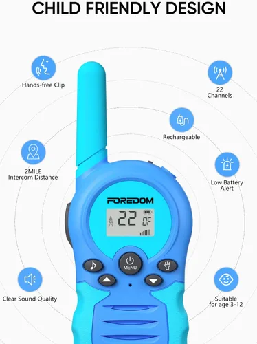 Miniatura 4 de FOREDOM Walkie Talkies recargables para niños Walkie Talkies de largo alcance para niños y niñas de 3 a 12 años de edad, juguetes de cumpleaños