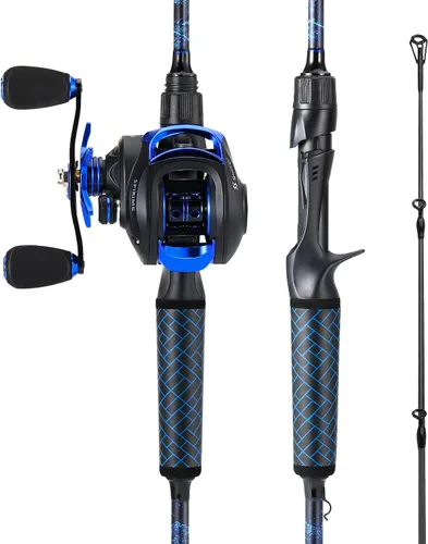 Sougayilang Spinning & Baitcaster - Combo de caña de pescar y carrete, 2 piezas en blanco de grafito IM7, guías de acero inoxidable con anillos de