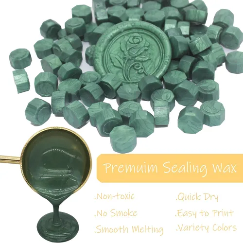Miniatura 3 de 600 cuentas de sello de cera verde pino, pellets de cera de sellado prémium Andotopee para sellos de sellos, invitaciones de boda, sobres de cartas