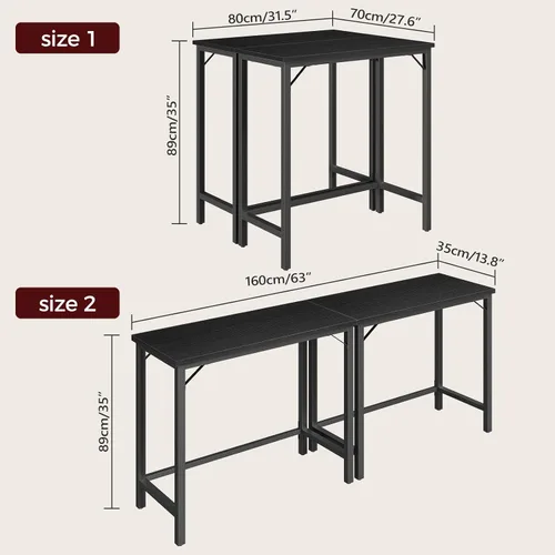 Miniatura 3 de MAHANCRIS Mesa de Bar Estrecha, Mesa de Pub de 160 cm para Sala de Estar, Mesas de Bar con Estructura de Metal Resistente, Mesa de Bar Conectable