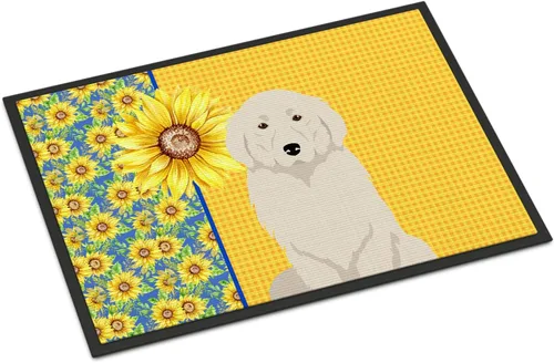 Miniatura 375 de Caroline's Treasures WDK5313MAT Airedale Terrier - Tapete para puerta delantera de 18 x 27 pulgadas, diseño de girasoles de verano, para entrada