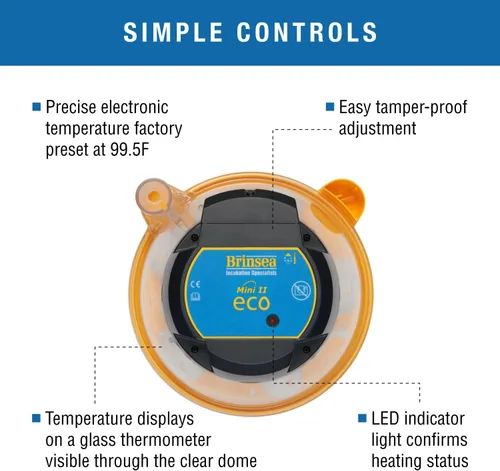 Miniatura 3 de Brinsea Mini II Eco Incubadora manual de huevos con recarga externa de agua, circulación de aire asistida por ventilador para incubar 10 pollo, pato