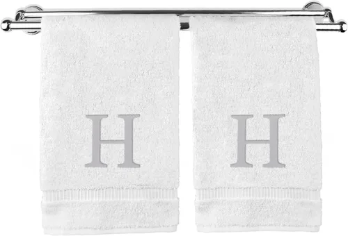 Miniatura 89 de Toalla de mano monogramada, regalo personalizado, juego de 2 - Toalla bordada con letra de bloque dorada - Extra absorbente 100% algodón turco