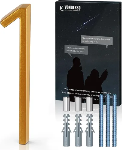 Miniatura 57 de VONDERSO Números flotantes de casa de 5 pulgadas para exteriores, números de dirección modernos de metal antioxidante (3), números de buzón Negro 3