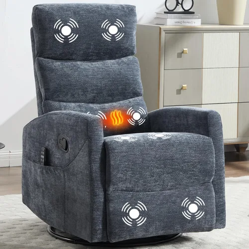 Miniatura 16 de Silla reclinable con masaje y calor, silla reclinable giratoria con respaldo alto, sillones reclinables manuales Lazy Boy para adultos, silla