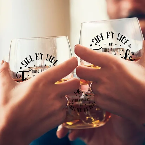Miniatura 7 de Irenare Juego de 4 copas de vino de 15 onzas, regalos de amistad para mujeres, amigas, copas de vino sin tallo para cumpleaños, regalo galentino