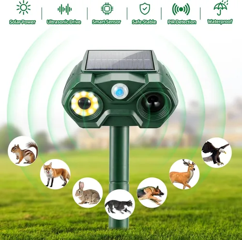 Miniatura 2 de Repelente solar de animales 2026, suplemento para exteriores, repelente de gatos recargable por USB, ardilla, conejo, zorro, dispositivos repelentes
