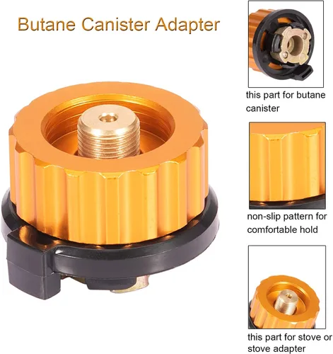 Miniatura 3 de Camping Stove Adapter Propane to Butane Adapter 1 Lb Propane Tank Input EN417 Lindal Valve Output w/Butane Canister Nozzle Input EN417 Lindal Screw