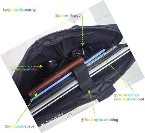 Miniatura 6 de Maletín negro de alta calidad para laptop de 17.3 a 18.4 pulgadas con hombro cruzado, bolsa de reproductor de DVD, bolsa de tablero de pintura