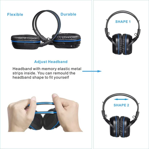 Miniatura 6 de SIMOLIO Paquete de 4 auriculares IR para DVD de automóvil, auriculares inalámbricos para niños, no Bluetooth, auriculares infrarrojos universales