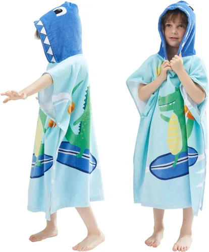 Miniatura 16 de BANGSAUR Toalla con capucha para niños, baño o playa, toallas de algodón suave para niñas, absorbente envolvente de piscina con capucha, poncho bata