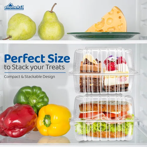 Miniatura 4 de Clamshell - Recipientes de alimentos herméticos de doble cierre de plástico, duraderos y de fácil agarre, recipientes para postres, restaurantes
