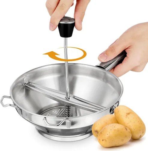 Miniatura 2 de Gatuida Molino giratorio de acero inoxidable para salsa de tomate, cortador manual de papas, prensatelas de mano para puré de papas, comida
