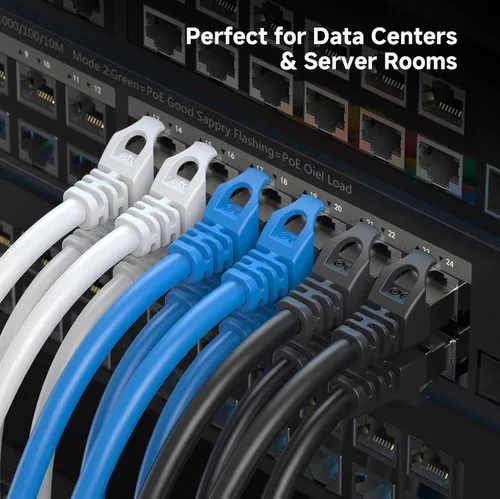 Miniatura 8 de Cable Matters Paquete de 5 cables Ethernet Cat 6A blindados cortos sin enganches de 10 Gbps, cable Cat 6A, cable Cat6A, cable Ethernet, negro