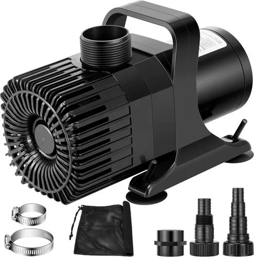 VIVOSUN Bomba de agua sumergible de 3700 GPH con bolsa de barrera, bomba de estanque ultra silenciosa de 300 W para estanque, cascada, pecera,