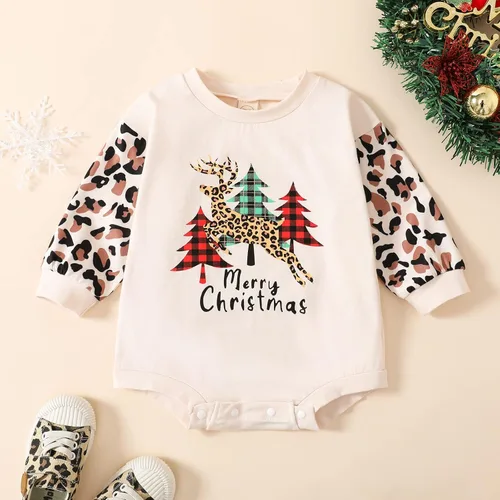 Miniatura 2 de Fernvia Mameluco de Navidad para bebé recién nacido, traje de manga larga con cuello redondo