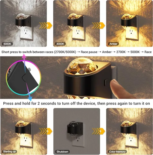 Miniatura 3 de JandCase Luces nocturnas enchufables a la pared, proyector de estrellas, luz nocturna de galaxia automática 3CCT, enchufe con sensor de luz