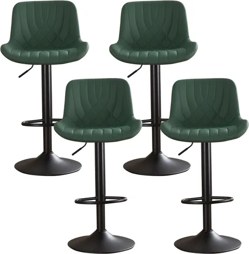 Miniatura 23 de Juego de 2 taburetes de bar modernos y giratorios ajustables con respaldo, asientos acolchados de piel sintética, sillas de isla de cocina para Gris