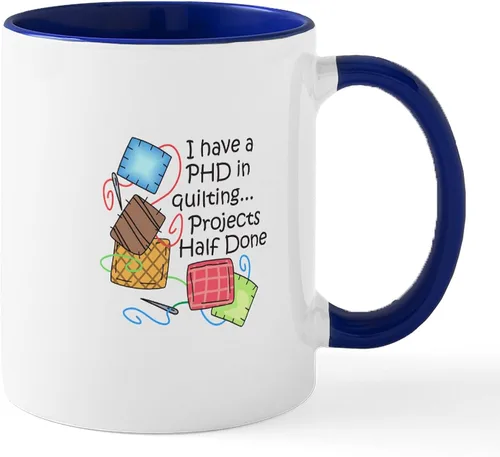Miniatura 20 de CafePress Knitting Phd (Projects Half D Mug 11 oz (11.0 fl oz) Taza de café de cerámica