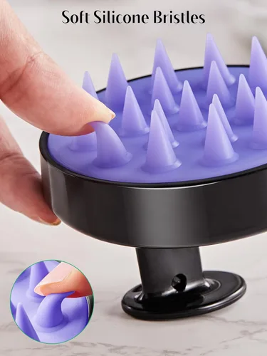 Miniatura 5 de HEETA - Juego de 2 masajeadores para el cuero cabelludo para el crecimiento del cabello, cepillo de champú de silicona suave para exfoliación