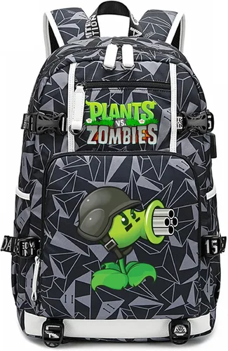 Miniatura 15 de ISaikoy Game Plants vs. Zombies - Mochila de hombro para libros, mochila escolar, color gris, Gris 15, Mochilas Daypack