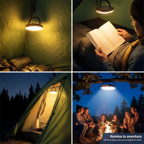Miniatura 6 de Linterna LED para campamento, linternas solares, luz recargable de 5000mAh 2000 lúmenes 5 modos de luz, impermeable IP65 con carga USB – Linternas
