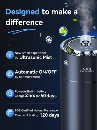 Miniatura 3 de Ceeniu Ambientadores inteligentes para automóvil, nueva experiencia de olor por niebla ultrasónica, encendido/apagado automático, potente batería