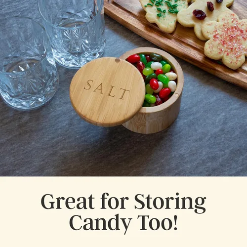Miniatura 6 de Totally Bamboo Salero – Caja de sal de madera con tapa magnética para almacenamiento en encimera, capacidad de 6 onzas Bambú