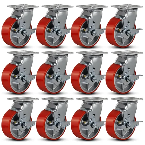Miniatura 67 de Ruedas industriales de 4 x 2 pulgadas, ruedas resistentes, ruedas de poliuretano, capacidad de hasta 3200 libras. Uso para camión de plataforma