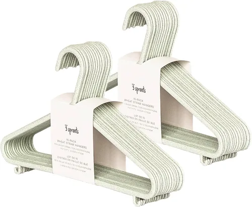 Miniatura 9 de 3 Sprouts Perchas de Plástico de Paja de Trigo - Paquete de 30 Perchas para Niños Pequeños para Ropa de Niños y Bebés, Abrigos - Ideal para Niñas