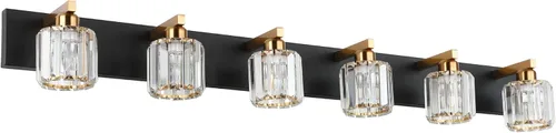 Miniatura 27 de Aipsun Accesorios de Luz Negros para Tocador de Baño Lámpara de Tocador Moderna de Cristal para Baño 4 Luces (Excluye Bombilla)