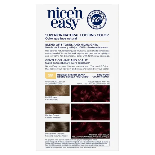 Miniatura 2 de Clairol Nice'n Easy - Tinte permanente para el cabello, color negro cereza más profundo 1RR, paquete de 1 unidad
