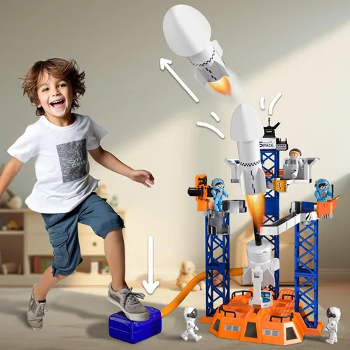 Miniatura 5 de Juguetes de Lanzador de Cohetes Transbordador Espacial para Niños de 3, 4, 5, 6, 7, 8, 9 años, juguetes aeroespaciales de construcción STEM 2 en 1
