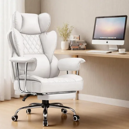 Miniatura 2 de COMHOMA Silla de juegos grande y alta con soporte lumbar de resorte de bolsillo, silla de oficina ergonómica con reposapiés, silla de escritorio