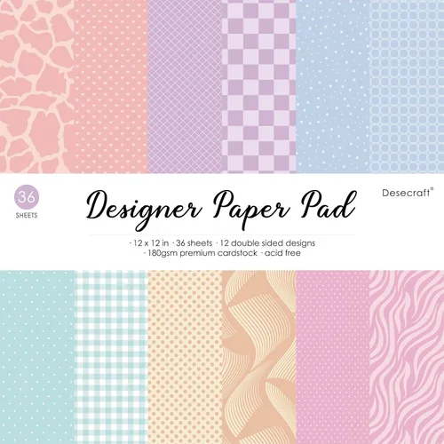 Papel decorativo de cartulina de Pascua pastel de 12 x 12 pulgadas, 36 hojas, para hacer tarjetas, planificador, fondo de origami, álbum de