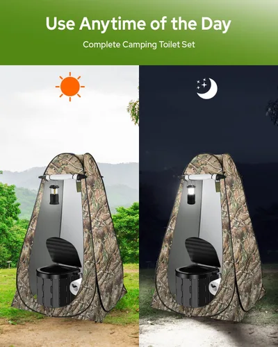 Miniatura 5 de Portable Toilet Kit, Camping Toilet with Pop-Up Privacy Tent and Poo Gel Toilet Bags, Washable Portable Outdoor Showers Changing Rooms