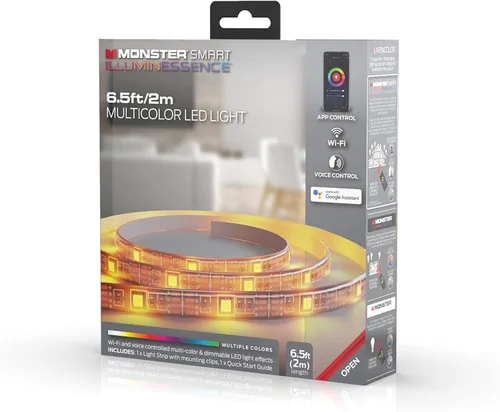 Miniatura 9 de XTREME Paquete de 2 luces LED multicolor Monster de 6.5 pies, aplicación inteligente, ajustes personalizables, fácil montaje
