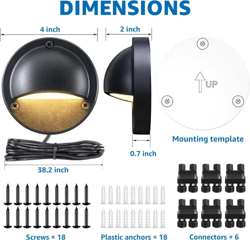 Miniatura 7 de SUNVIE Luces LED de Cubierta de Bajo Voltaje de 5W, Luces de Escalón de 12-24V para Exteriores con Conectores de Cable Fastlock2, Iluminación
