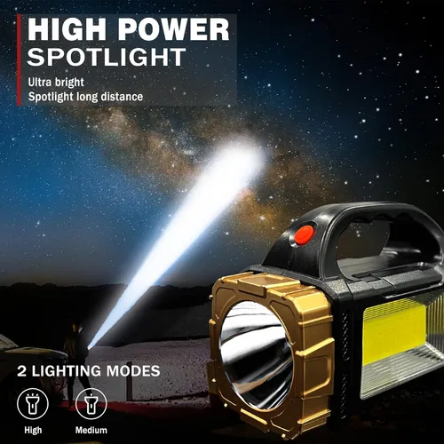 Miniatura 3 de Pack de 2 linternas solares de alto lúmenes recargables impermeables para exteriores, foco LED para trabajo, búsqueda, linterna para camping
