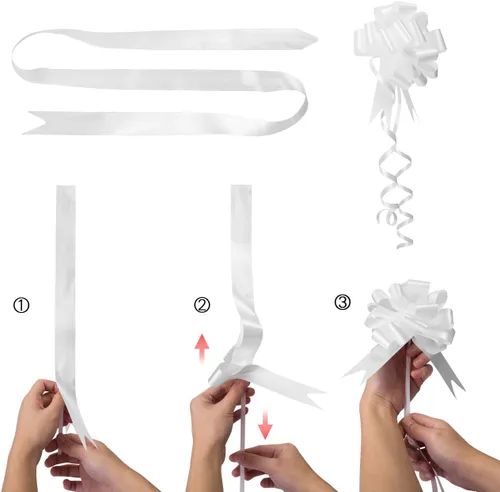 Miniatura 3 de GWHOLE 60 lazos de cinta blanca de 5 pulgadas para envolturas de regalo, decoración de boda 60 cintas blancas