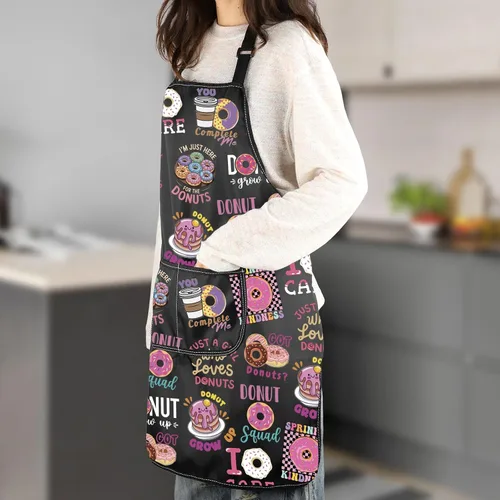 Miniatura 5 de MNIGIU Delantal para hornear donas, regalo temático para pastelería, delantal con bolsillos, regalo de donas dulces, panadero, mercancía